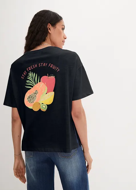 Oversized topp med trykk, bonprix