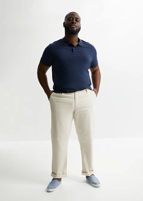 Relaxed Fit-pull on-bukse i luftig linmiks, Straight, bonprix