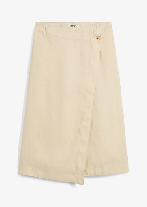 Omslagsskjørt i 100% lin, bonprix