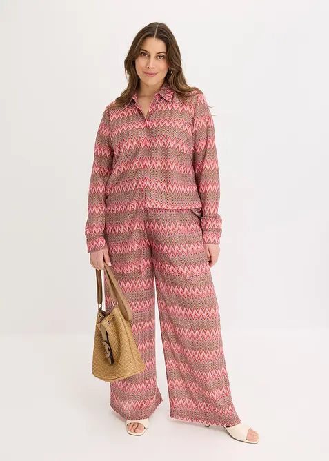 Lang bluse i hekle look, bonprix