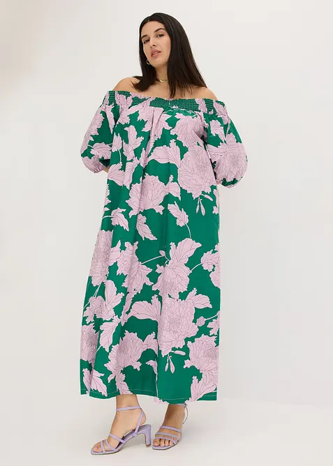 Off shoulder-kjole i 100% bomull, bonprix