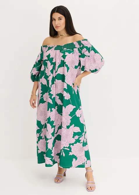 Off shoulder-kjole i 100% bomull, bonprix