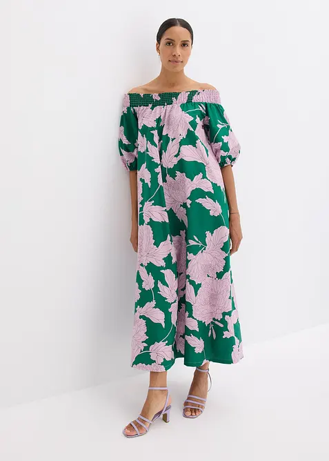 Off shoulder-kjole i 100% bomull, bonprix