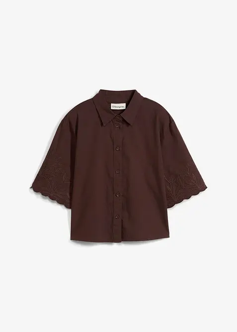 Skjortebluse i kort modell med silke, bonprix