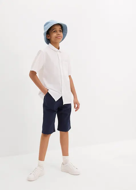 Slip on-shorts i luftig linmiks, Regular Fit, bonprix