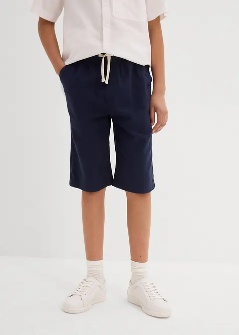 Slip on-shorts i luftig linmiks, Regular Fit, bonprix