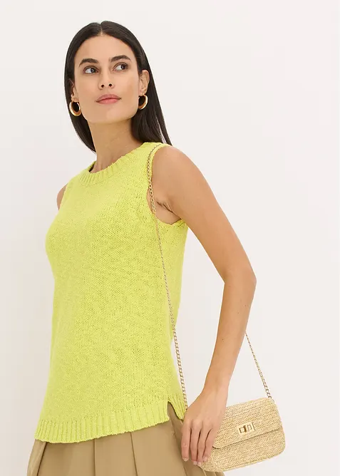 Strikket topp i bomull med nuppestruktur, bonprix