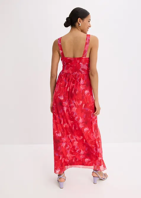 Maxikjole i myk mesh med trykt mønster, bonprix