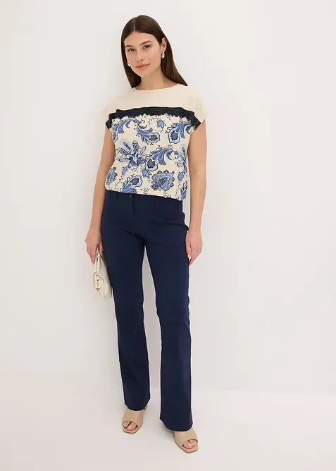 Oversized topp med blondebånd, bonprix