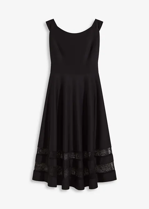 Off shoulder-kjole med blonder og belte, bonprix