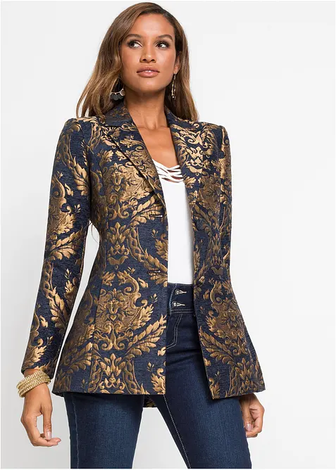 Blazer av glansfull jaquard, bonprix