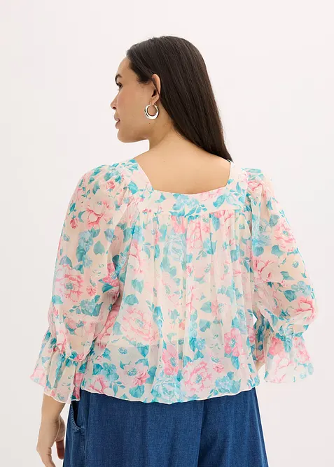 Bluse med ballongkant nede, bonprix