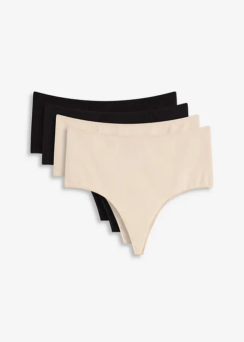 High Waist stringtruse med myk bomull(4-pack), bonprix