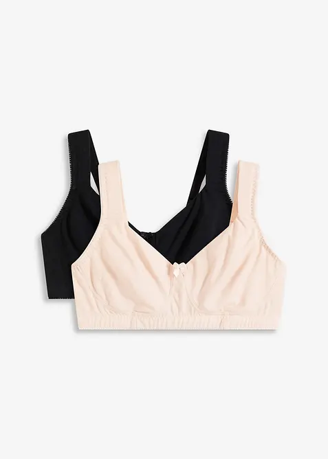 T-skjorte-BH med økologisk bomull (2-pack), bonprix