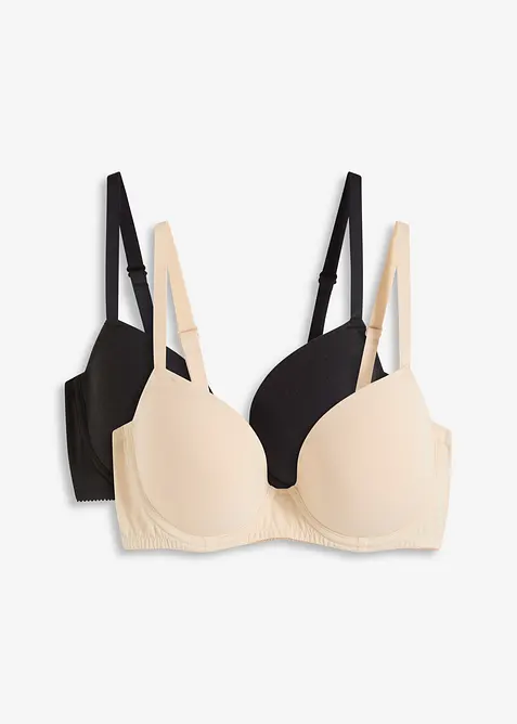 Padded-BH med bøyle og økologisk bomull (2-pack), bonprix