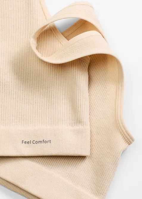 Feel Comfort Seamless-BH-topp i ribbemateriale, bonprix