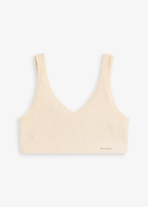 Feel Comfort Seamless-BH-topp i ribbemateriale, bonprix