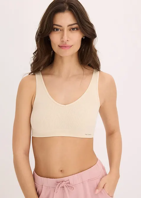 Feel Comfort Seamless-BH-topp i ribbemateriale, bonprix
