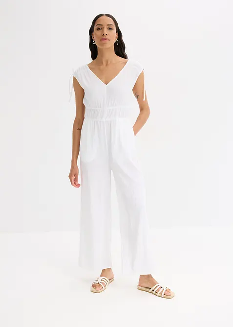 Jumpsuit i strukturert krepp, bonprix