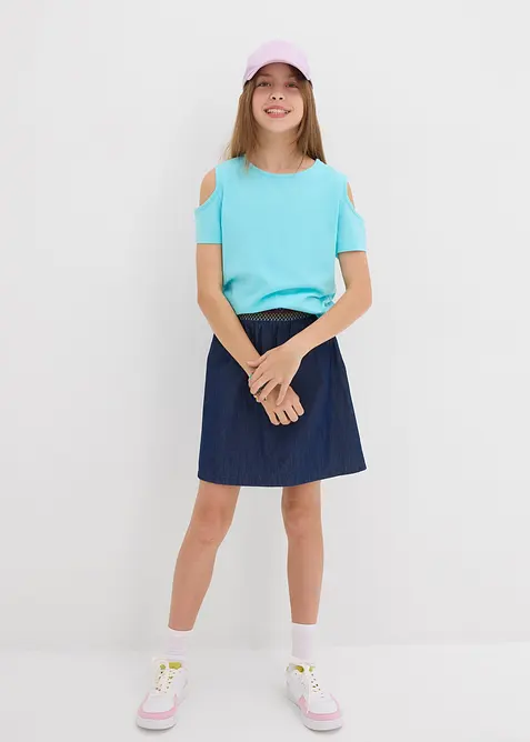 Cold shoulder-topp i 100% økologisk bomull, bonprix