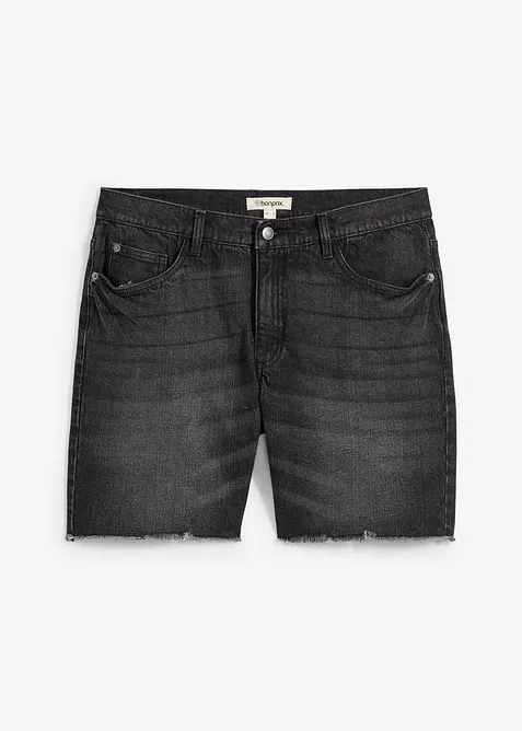 Denimshorts med stretch og r&aring;kanter, Relaxed Fit, bonprix