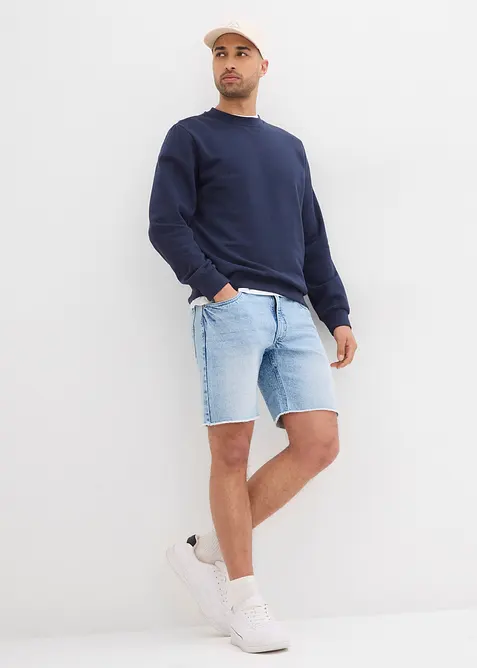 Denimshorts med stretch og råkanter, Relaxed Fit, bonprix