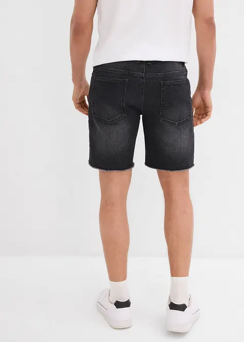 Denimshorts med stretch og r&aring;kanter, Relaxed Fit, bonprix