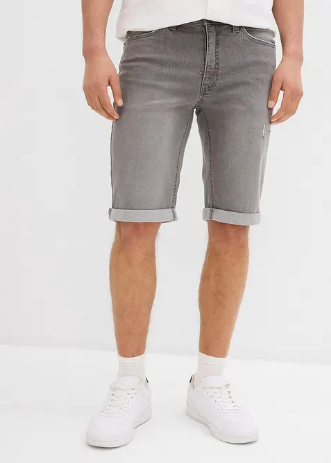 Bermudashorts i denim med stretch og oppbrett, Regular Fit, bonprix