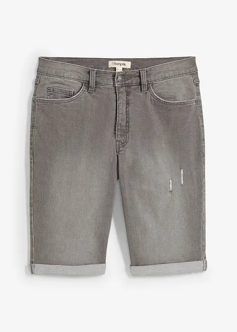 Bermudashorts i denim med stretch og oppbrett, Regular Fit, bonprix