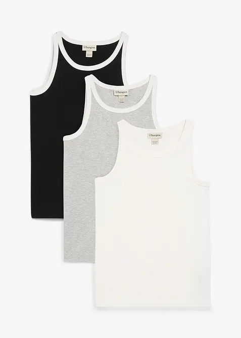 Singlet med økologisk bomull (3-pack), bonprix