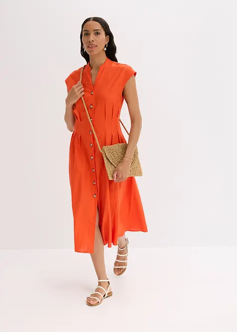 Midikjole i lett linmiks, bonprix