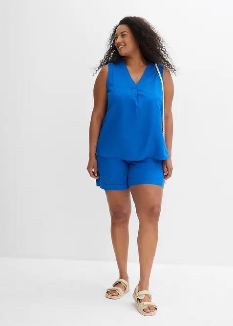 Blusetopp i lett linmiks, bonprix