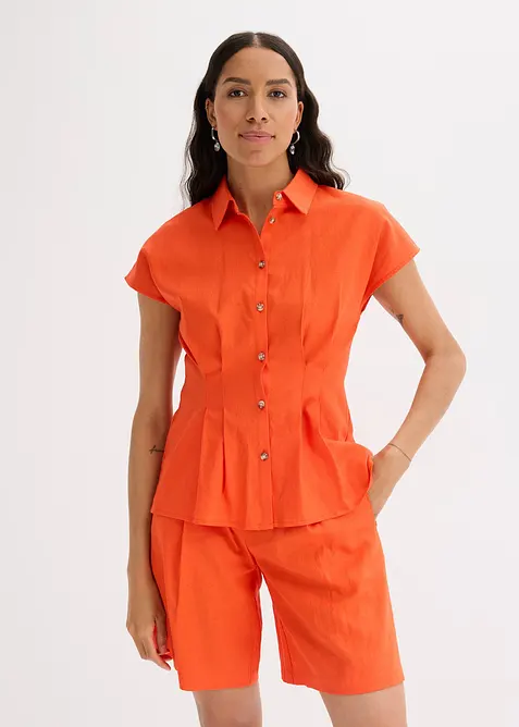 Kortermet bluse i luftig linmiks, bonprix