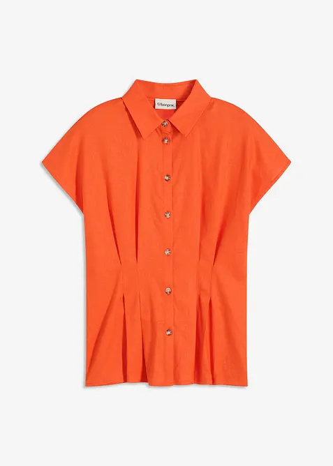 Kortermet bluse i luftig linmiks, bonprix