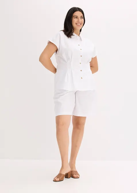 Kortermet bluse i luftig linmiks, bonprix