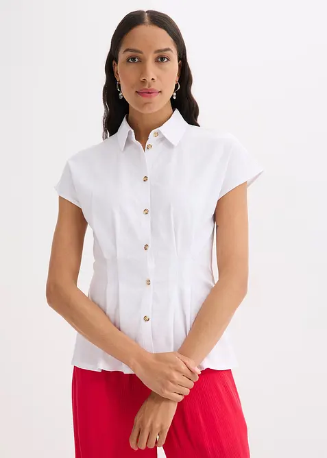 Kortermet bluse i luftig linmiks, bonprix