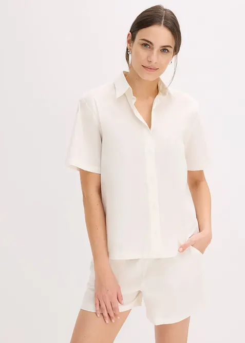 Kort pyjamas i vevd materiale i 100% bomull, bonprix