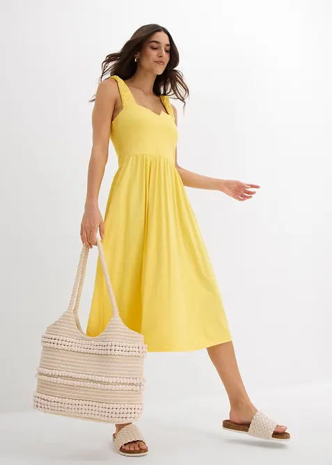 Trikotkjole i bomull-/viskosemiks og lett utsvingt modell, bonprix