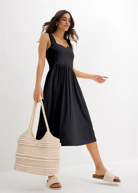 Trikotkjole i bomull-/viskosemiks og lett utsvingt modell, bonprix