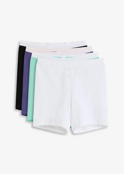 Middels lang boxershorts til dame i økologisk bomull (4-pack), bonprix