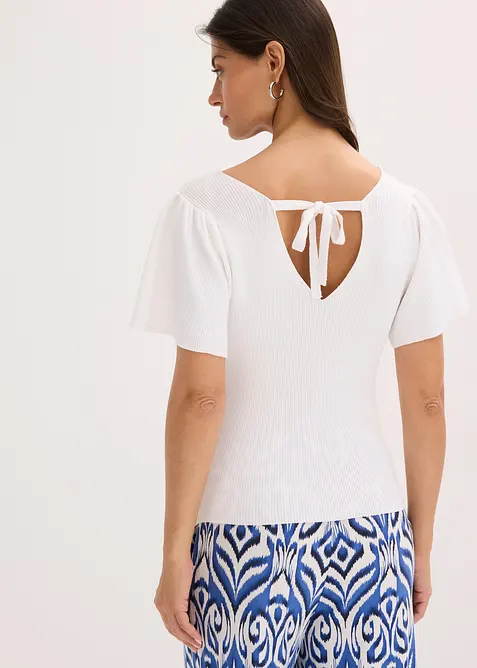 Ribbestrikket genser i viskosemiks, bonprix