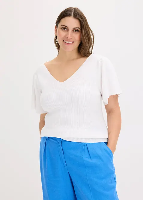 Ribbestrikket genser i viskosemiks, bonprix