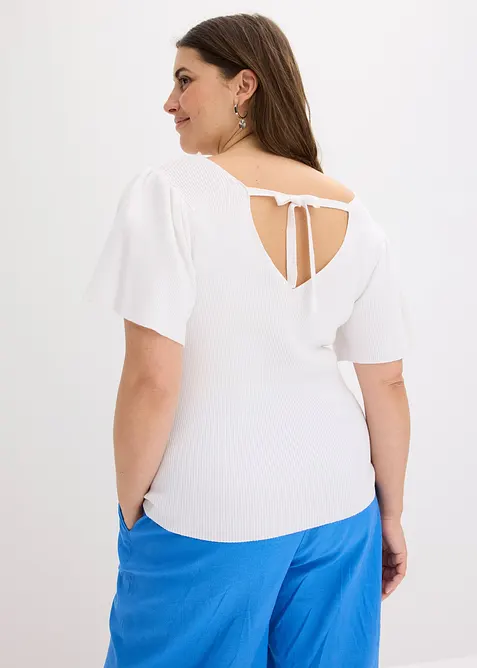 Ribbestrikket genser i viskosemiks, bonprix