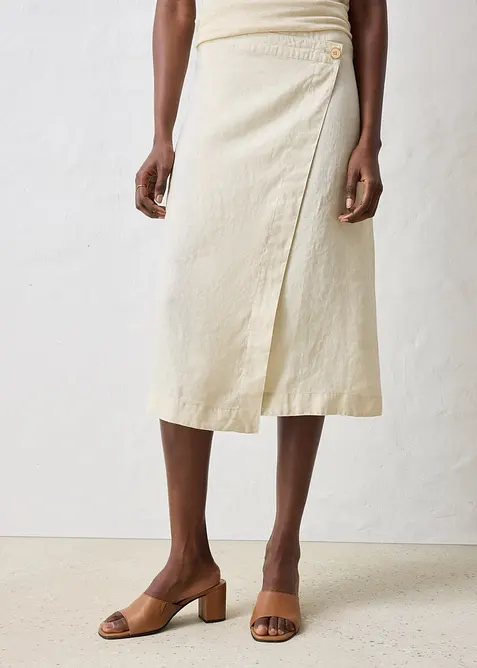 Omslagsskjørt i 100% lin, bonprix