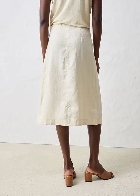 Omslagsskjørt i 100% lin, bonprix