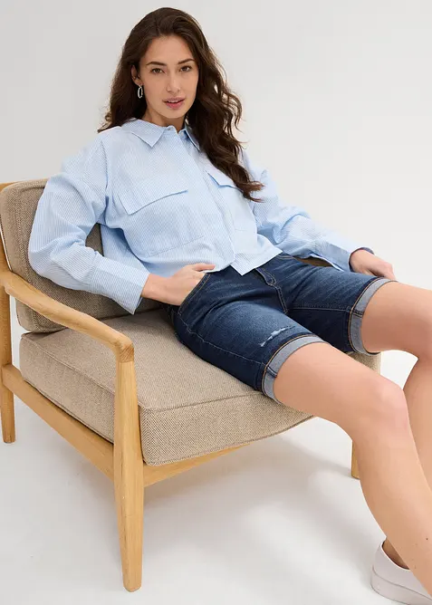 Bermudashorts i denim Mid Waist, bonprix