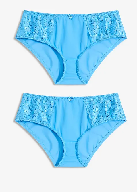 Truse med høy midje og nydelige blonder (2-pack), bonprix