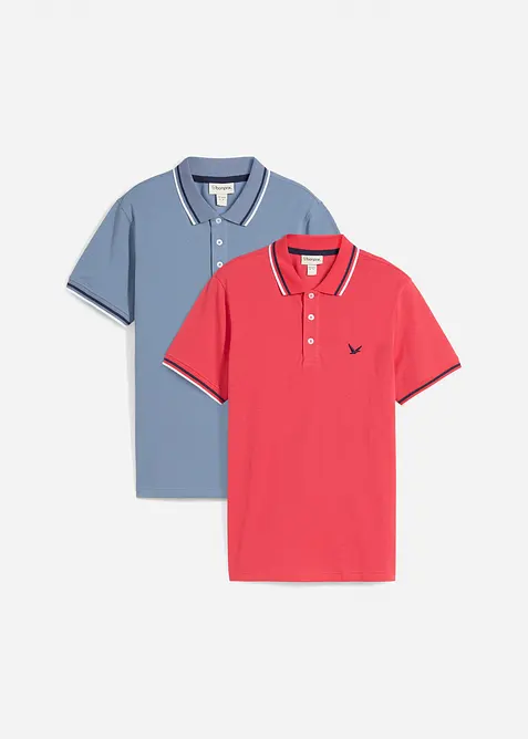 Pik&eacute;-poloskjorte i 100% bomull (2-pack), bonprix