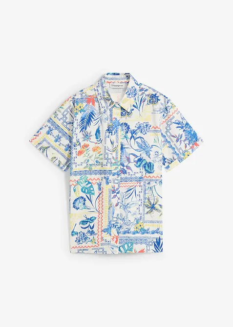 Skjortebluse med silkeandel, bonprix