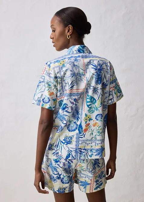 Skjortebluse med silkeandel, bonprix